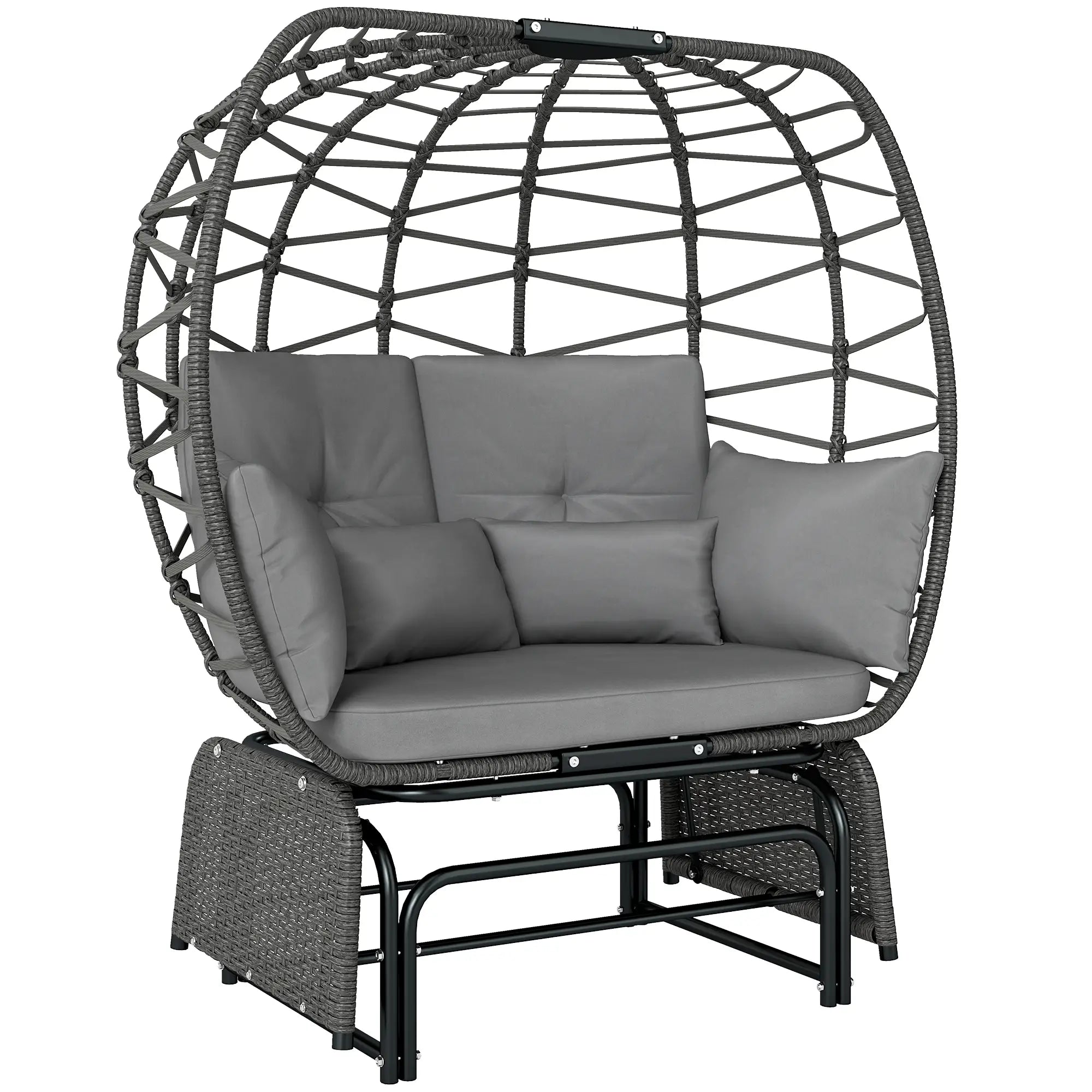 Double Outdoor Glider Egg Chair, With Cushions And Pillows, Dark Grey Outdoor Rocking Chairs at Gallery Canada