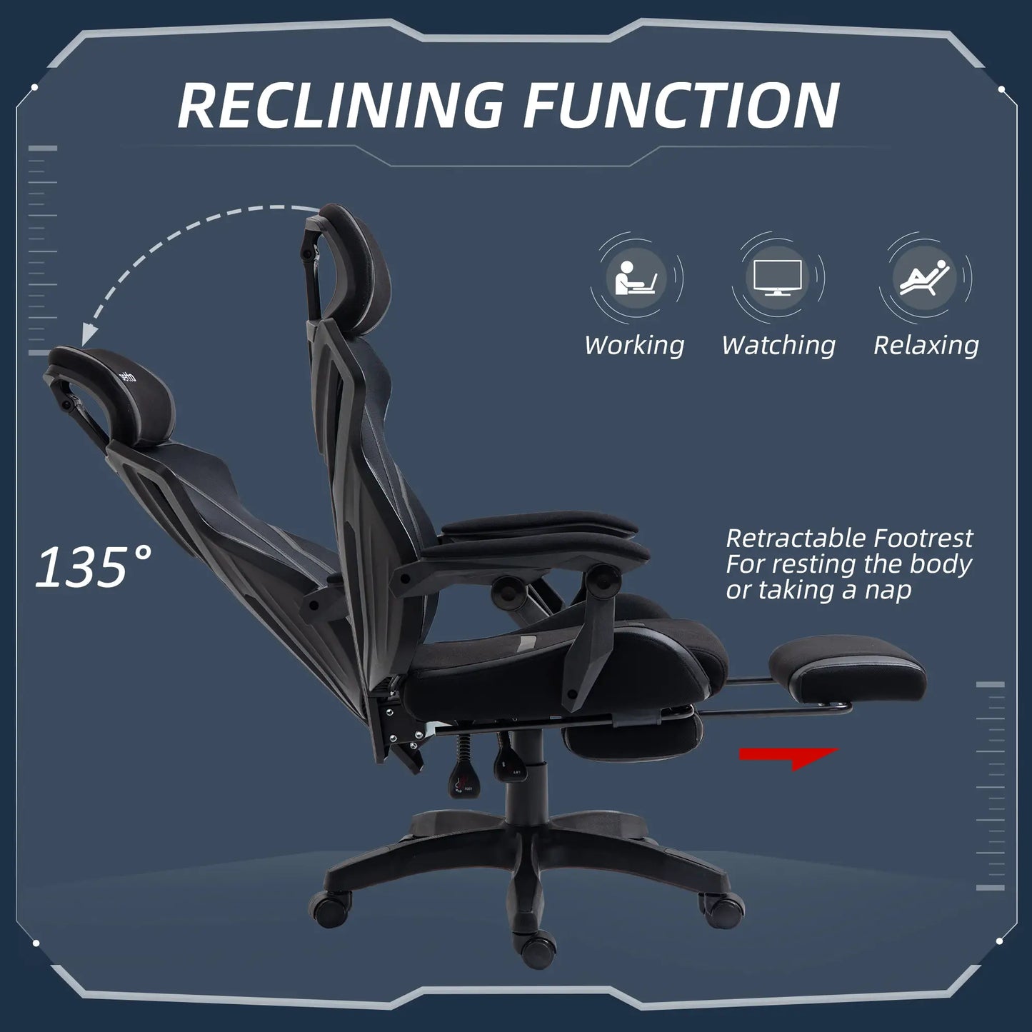 Gaming Chair, Ergonomic Computer Chair with Footrest, Headrest, Black Video Game Chairs at Gallery Canada