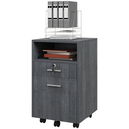 Small 2-Drawer Filing Cabinet, Lockable, On Wheels, Grey Office Cabinets & Cupboards at Gallery Canada