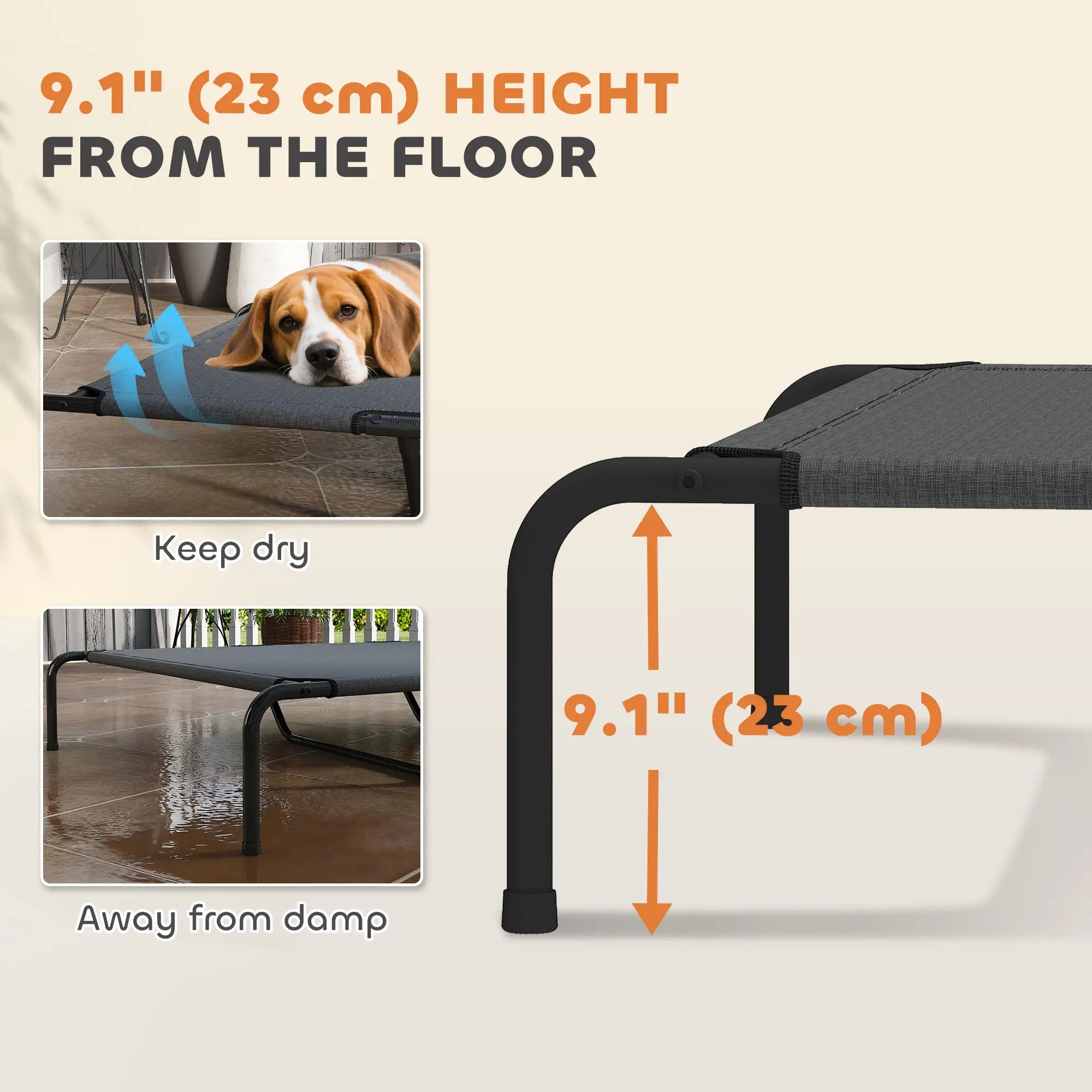 Elevated Dog Bed, Outdoor Dog Cot, Large Dogs, Breathable Mesh, Grey Elevated Dog Beds at Gallery Canada