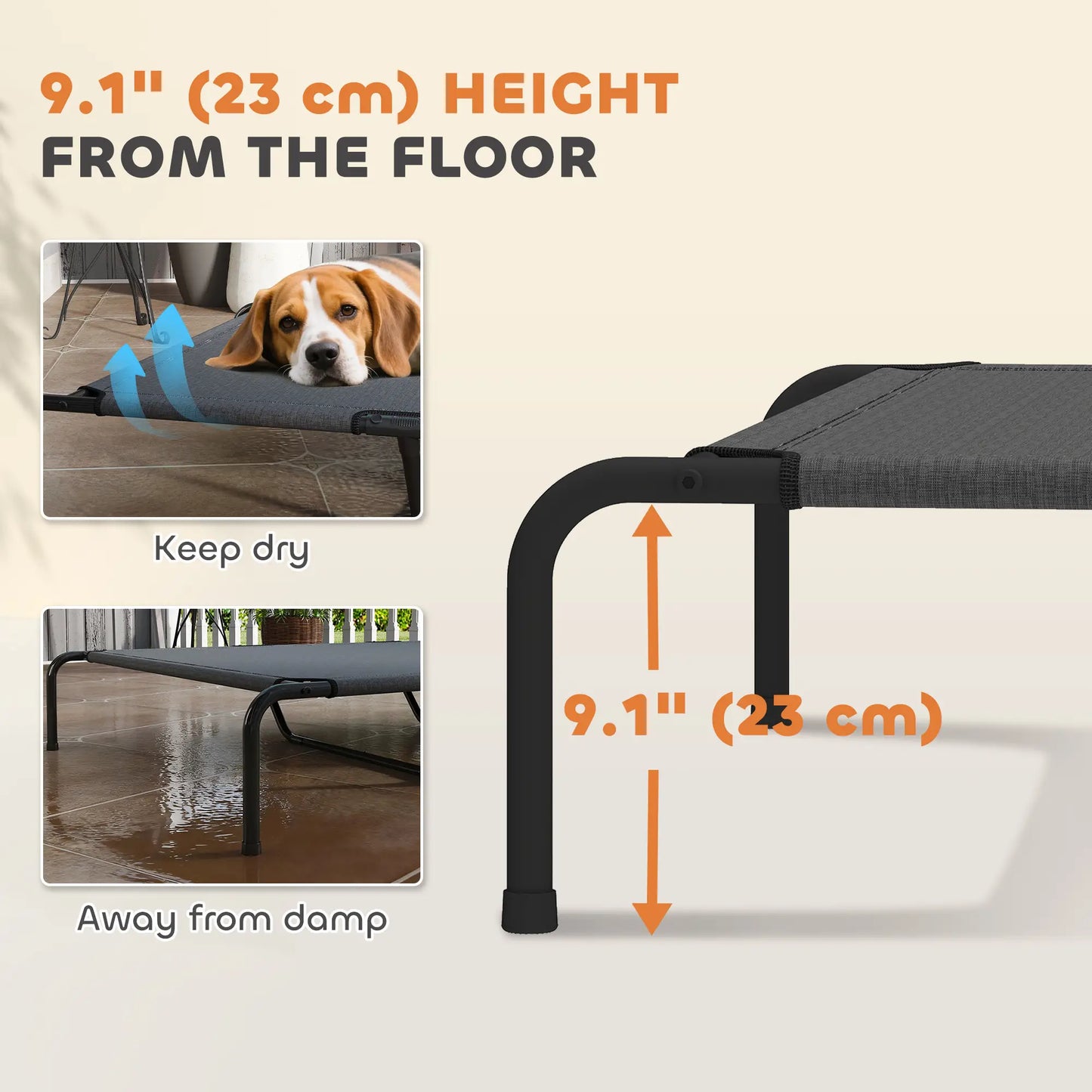 Elevated Dog Bed, Outdoor Dog Cot, Large Dogs, Breathable Mesh, Grey Elevated Dog Beds at Gallery Canada