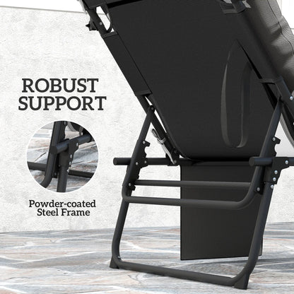 Folding Lounge Chair With Adjustable Canopy, 4-Position Tanning Chair, Dark Grey Lounger Chairs at Gallery Canada