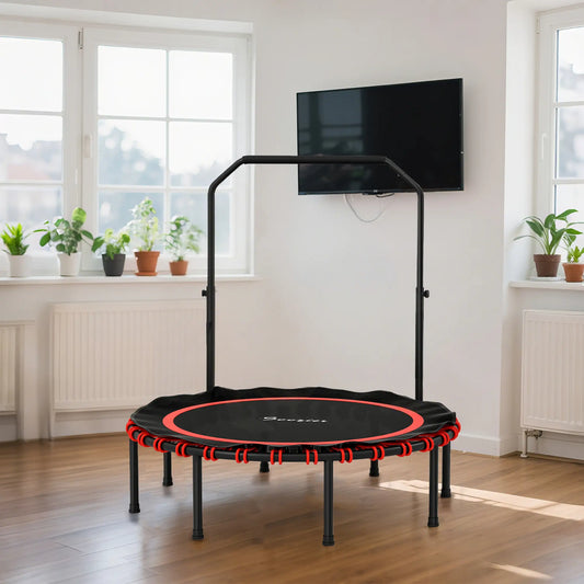 48 Inch Foldable Rebounder Trampoline, Mini Indoor with Adjustable Handle Trampolines Red at Gallery Canada