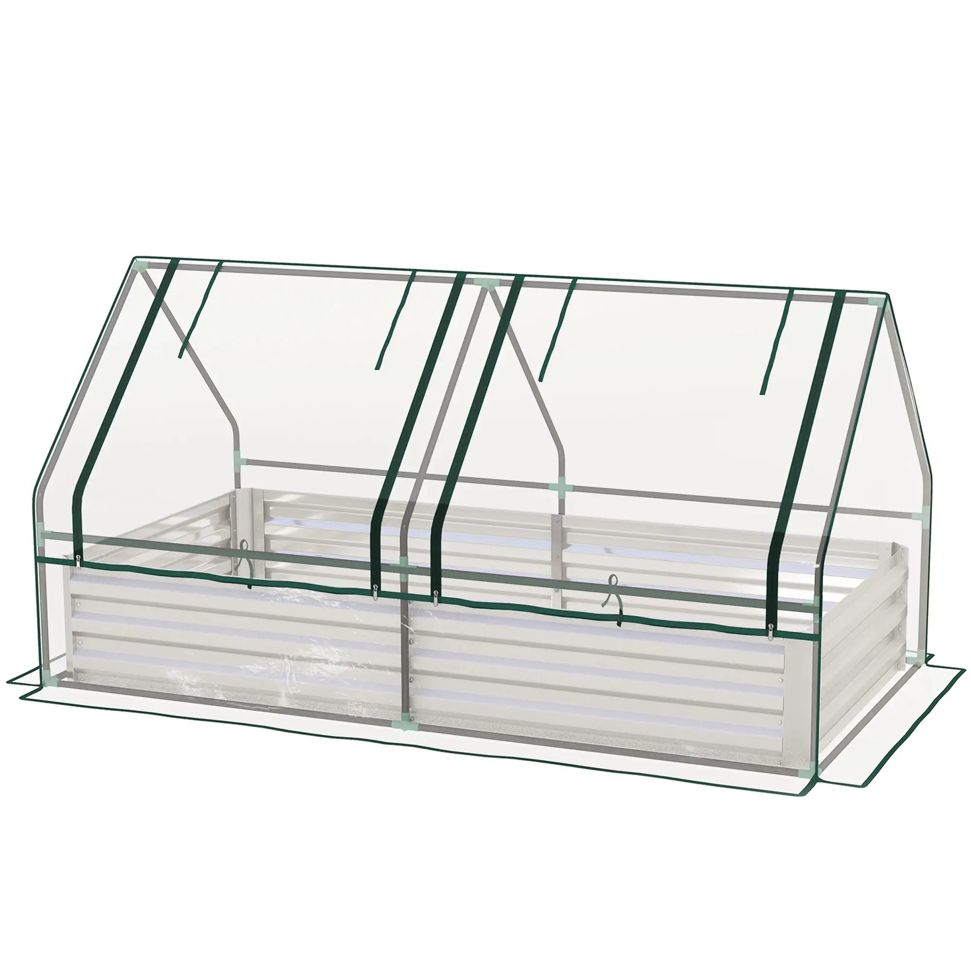 6' x 3' Metal Planter Box with Cover, Raised Garden Bed, Clear and Silver, Silver Raised Garden Beds Clear and Silver at Gallery Canada