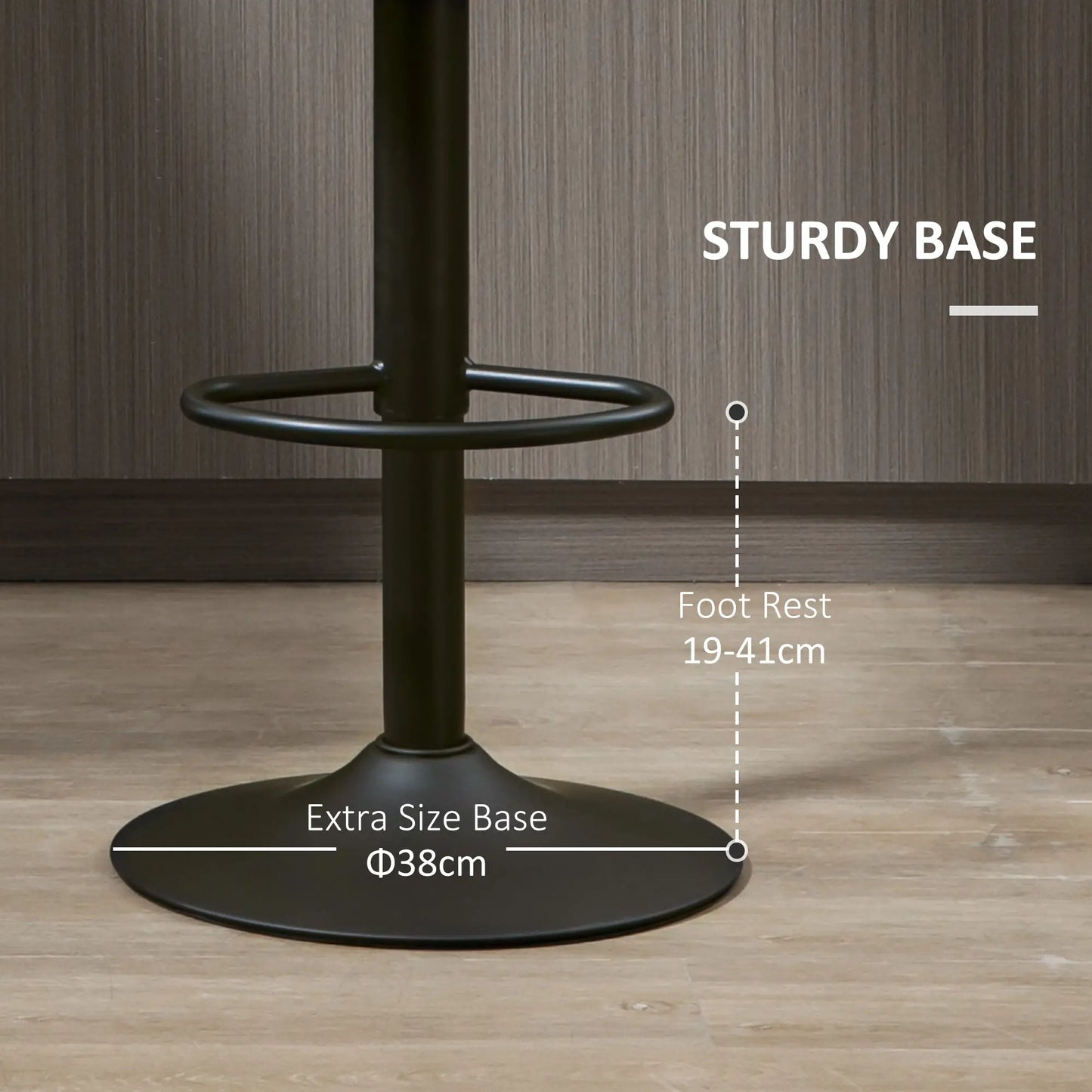 Adjustable Bar Stools Set of 2, Swivel with Footrest, PU Leather Round Top, Dark Grey Bar Stools at Gallery Canada