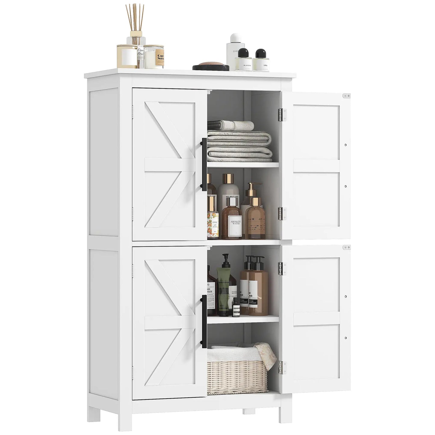 Farmhouse Bathroom Storage Cabinet, Adjustable Shelf, White Bathroom Cabinets at Gallery Canada