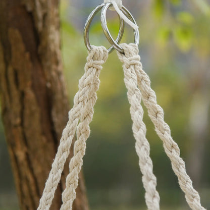 Hanging Rope Hammock Swing, Indoor Outdoor, Cotton-Polyester, Cream White Hammock Swings at Gallery Canada