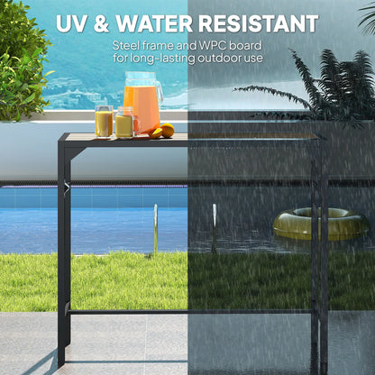 Bar Height Outdoor Table with Built-In Bottle Opener, Patio Bar Table with Wood Grain Plastic Top, 47.2" x 15" x 39 Patio Dinning Tables at Gallery Canada