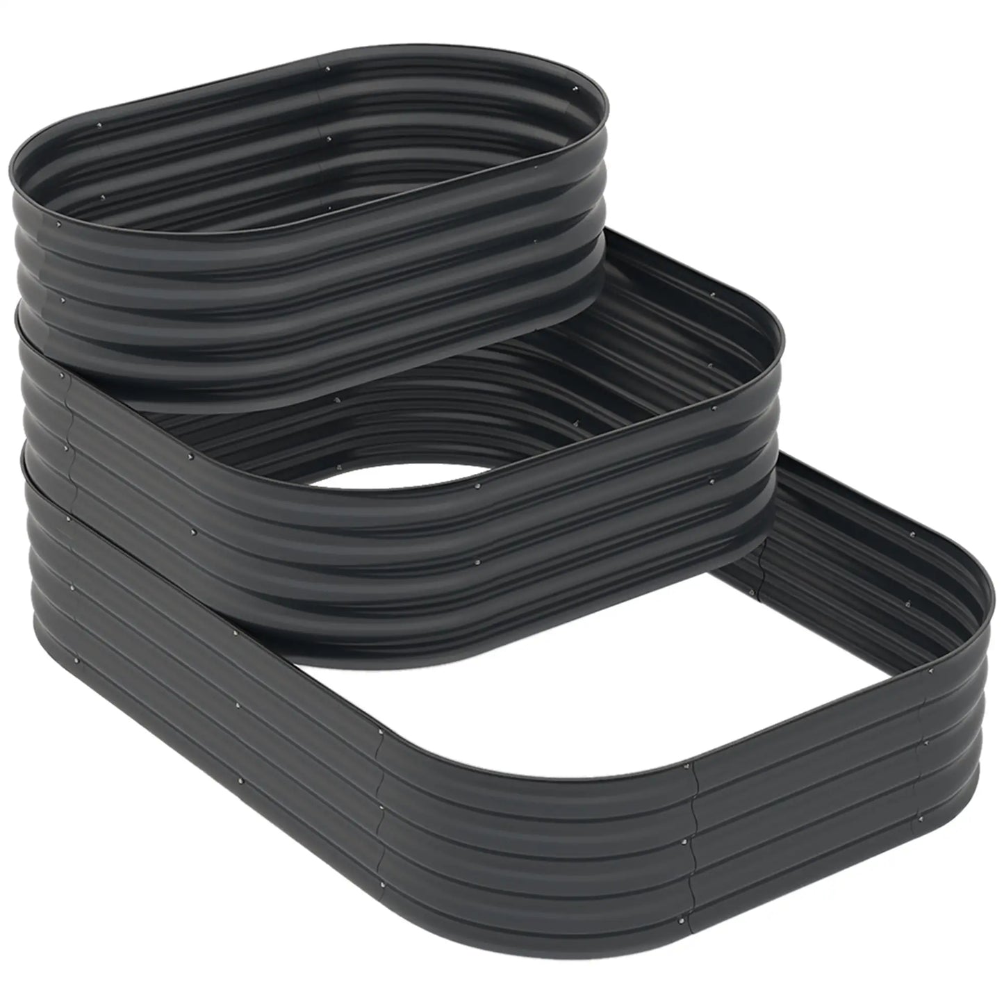 5.2'x3.6'x2.7' Outdoor Raised Garden Bed, 3-Tier Galvanized Planter Box, Grey Raised Garden Beds Dark Grey at Gallery Canada