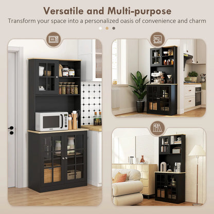 Kitchen Buffet with Hutch, 3 Cabinets, 2 Shelves, Black Kitchen Pantry Cabinets at Gallery Canada