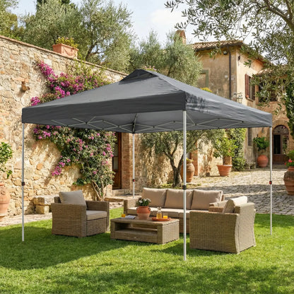 Waterproof Pop Up Canopy Tent, 9.8' x 9.8', Dark Grey Pop Up Canopies at Gallery Canada
