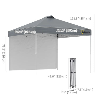 10' x 10' Pop Up Canopy Tent, Adjustable Height, 1 Sidewall, Wheeled Bag, Grey Pop Up Canopies at Gallery Canada