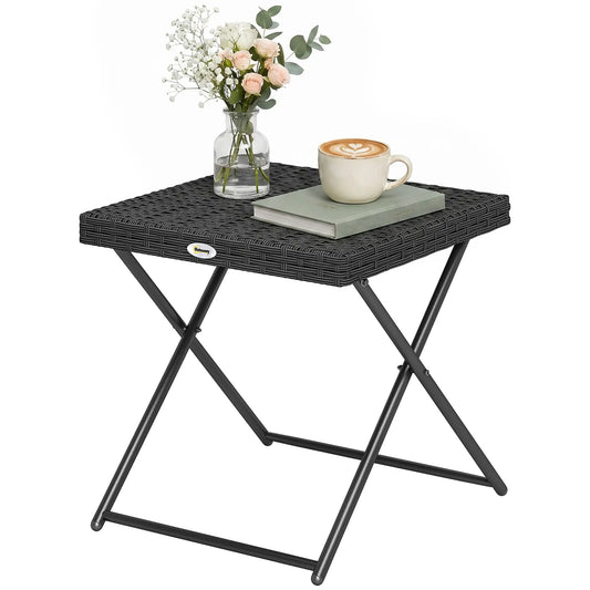 Outdoor PE Rattan Coffee Table, 15.75"x15.75"x15.75", Black Patio Side Tables Black at Gallery Canada