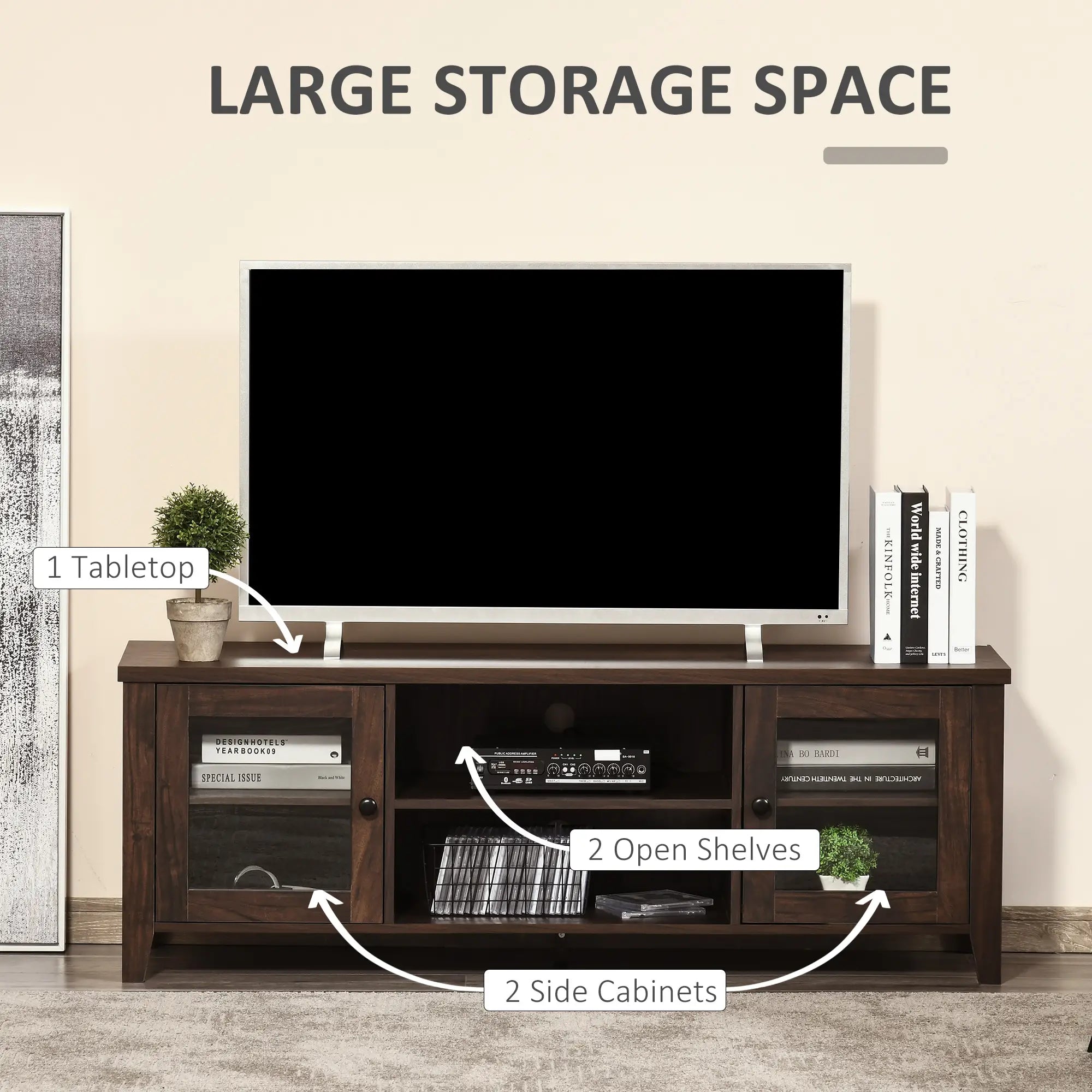 Fireplace TV Stand for TVs up to 60 Inches, Wood Cabinet with Storage TV Stands at Gallery Canada