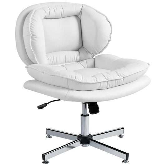 Criss Cross Chair, Armless Wide Office Chair, Tilting, No Wheels, White Task Chairs White at Gallery Canada