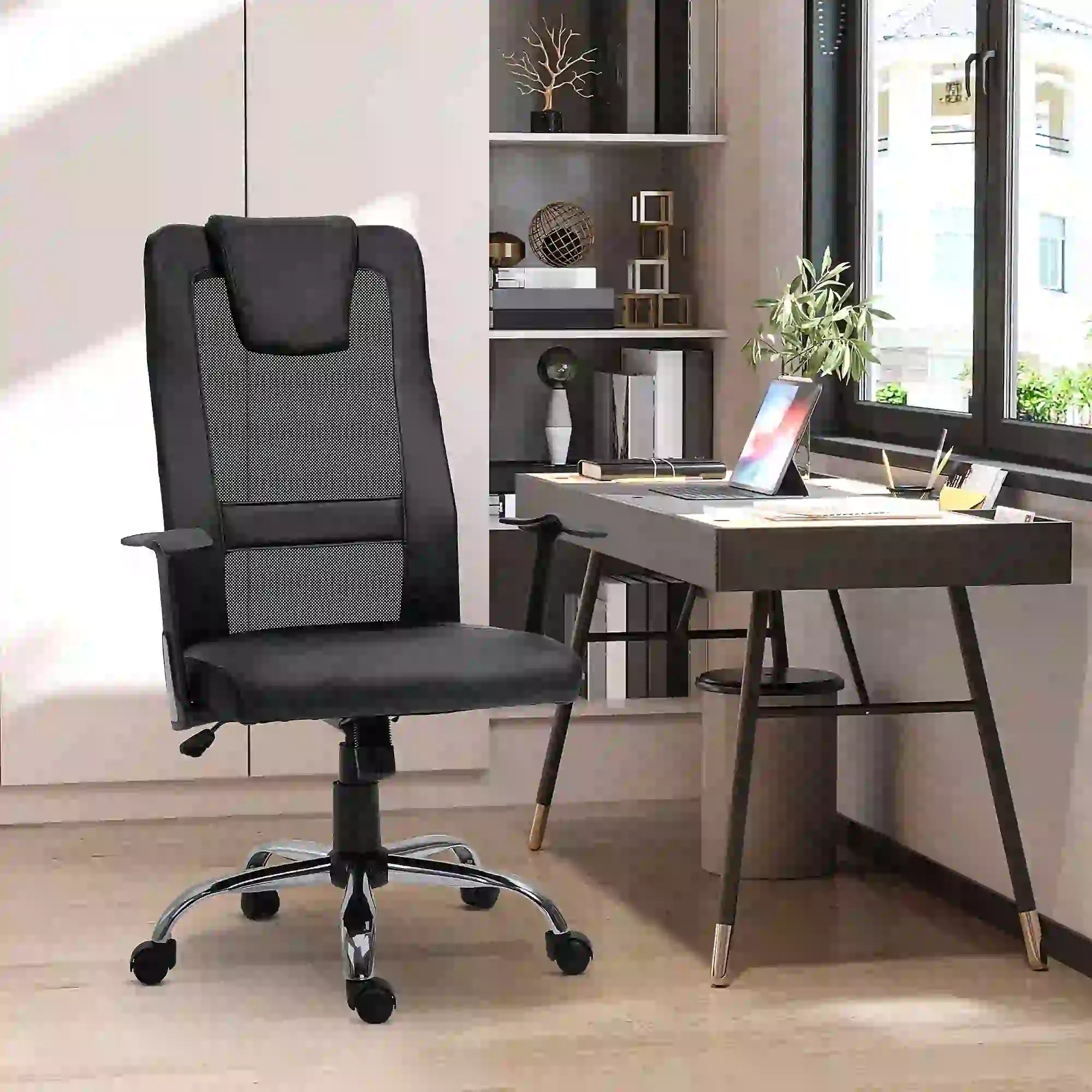Ergonomic Office Chair, Thick Padded Headrest, Mesh Desk Chair, Tilt Function, Armrest, Black Task Chairs at Gallery Canada