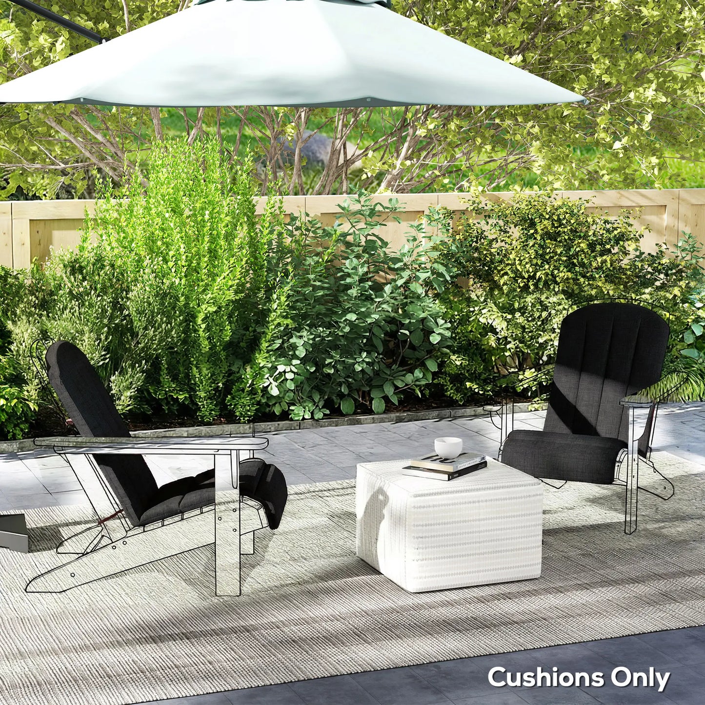 Set Of 2 Patio Chair Cushions, High Back Adirondack, High-Density Foam, Black Patio Chair Cushions at Gallery Canada