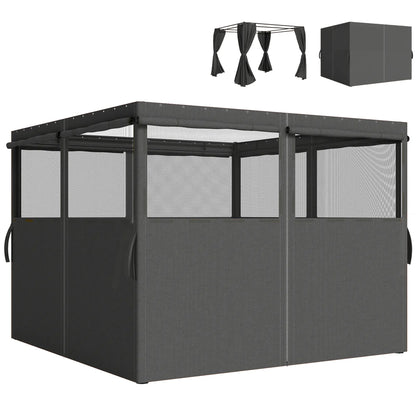 10' x 10' Gazebo Sidewall Set, 4 Panels, Windows, Doors, Dark Grey