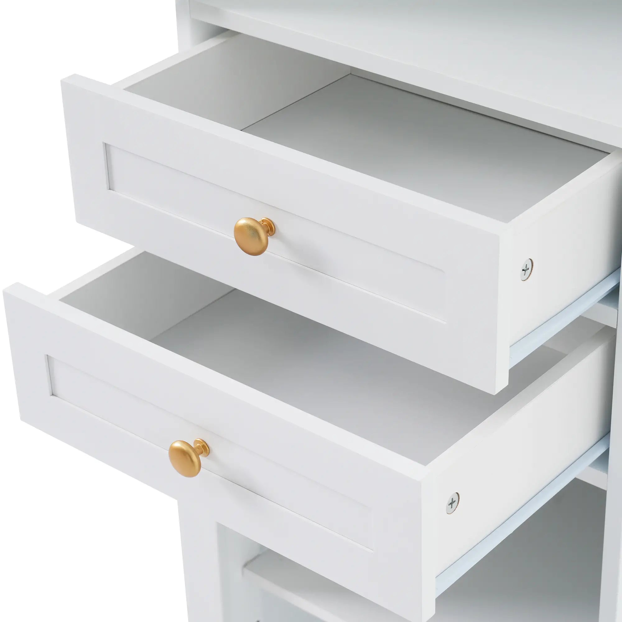 Bathroom Storage Cabinet, Glass Doors, Adjustable Shelves, 18