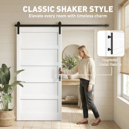 42x84 Sliding Barn Door Kit, Shaker Style, Wood Grain, White Door Hardware at Gallery Canada
