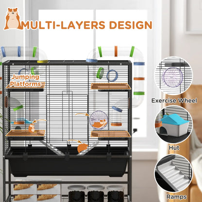 43" Rolling Hamster Cage, Tunnel Tube System, Storage Shelf, Exercise Wheel Hamster Cages at Gallery Canada