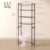 3-Tier Over-the-Toilet Storage Shelf, Adjustable, Black