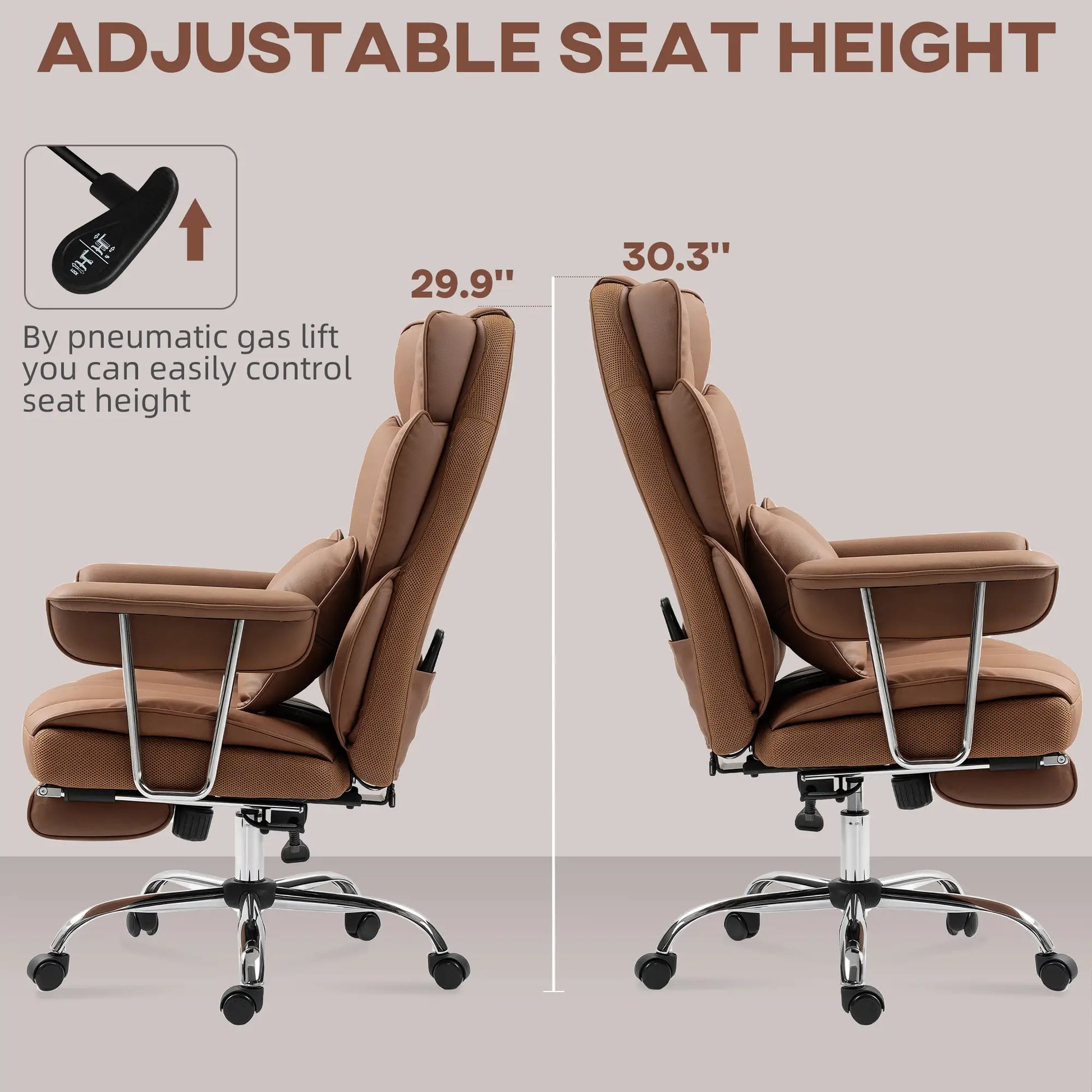 400LBS Massage Office Chair, 6-Point Vibration, Footrest, Lumbar Support, Brown Massage Chairs at Gallery Canada