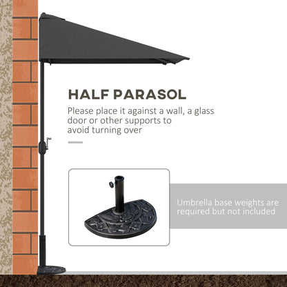 8ft Half Round Umbrella, Outdoor Balcony Parasol, Patio Garden Sun Shade, 5 Ribs Sun Umbrellas at Gallery Canada