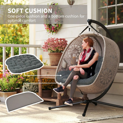 Hanging Egg Chair With Stand, Dark Grey Patio Swings with Stand at Gallery Canada