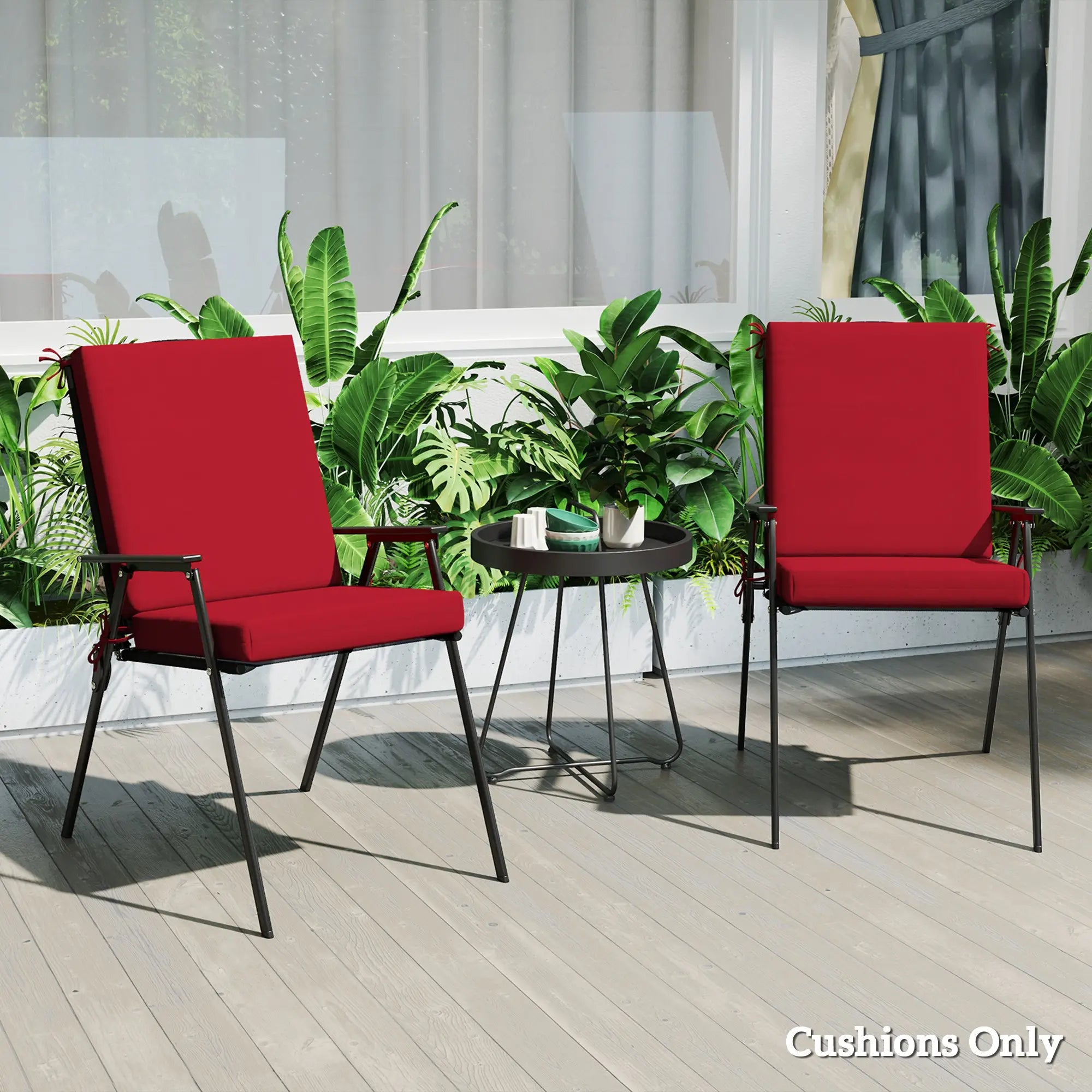 Outdoor Cushions Set of 2, Dining Chair Seat Cushions with Back, Fade-Resistant, Wine Red Patio Chair Cushions at Gallery Canada