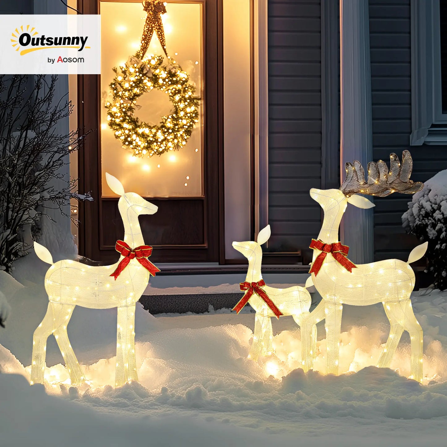3 Piece Lighted Christmas Reindeer Family, 55 Inch LED Outdoor Decor Christmas Decorations at Gallery Canada
