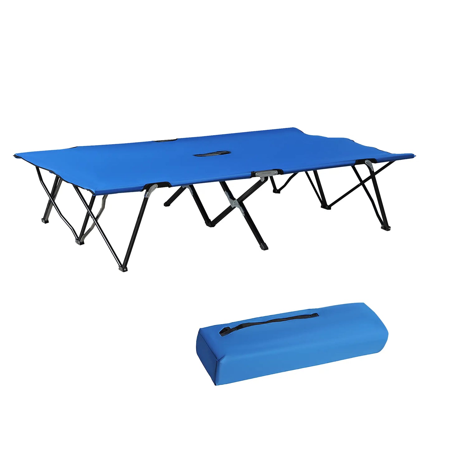 76" Two Person Folding Camping Cot, Portable Military Bed, Blue Camping Cots at Gallery Canada