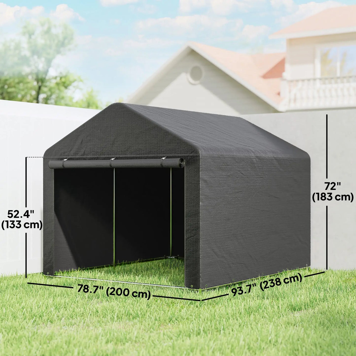 6.6' x 7.8' Portable Shed, Waterproof Bike Tent, Dark Grey Sheds at Gallery Canada