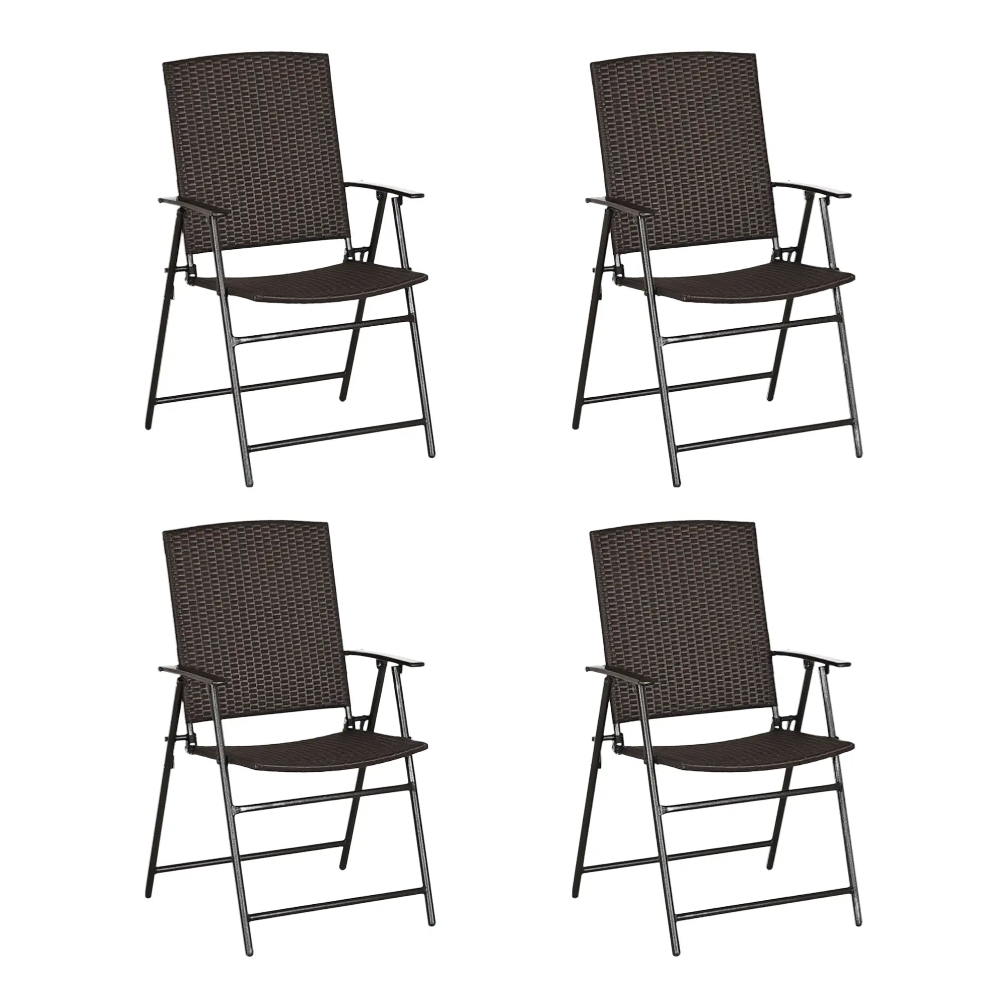 Wicker Dining Chair Set of 4, Foldable, Steel Frame, Brown Patio Chairs at Gallery Canada
