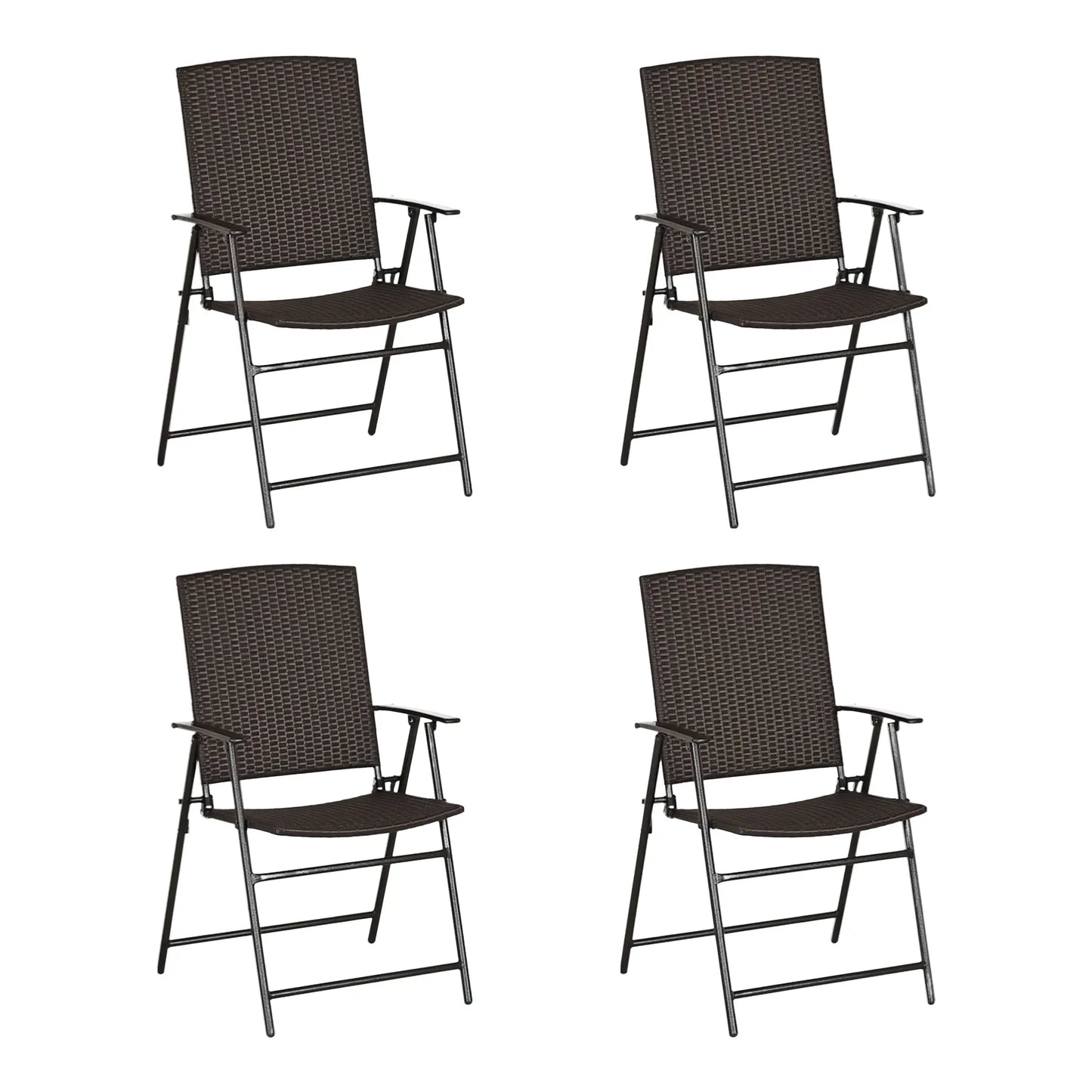 Wicker Dining Chair Set of 4, Foldable, Steel Frame, Brown Patio Chairs at Gallery Canada