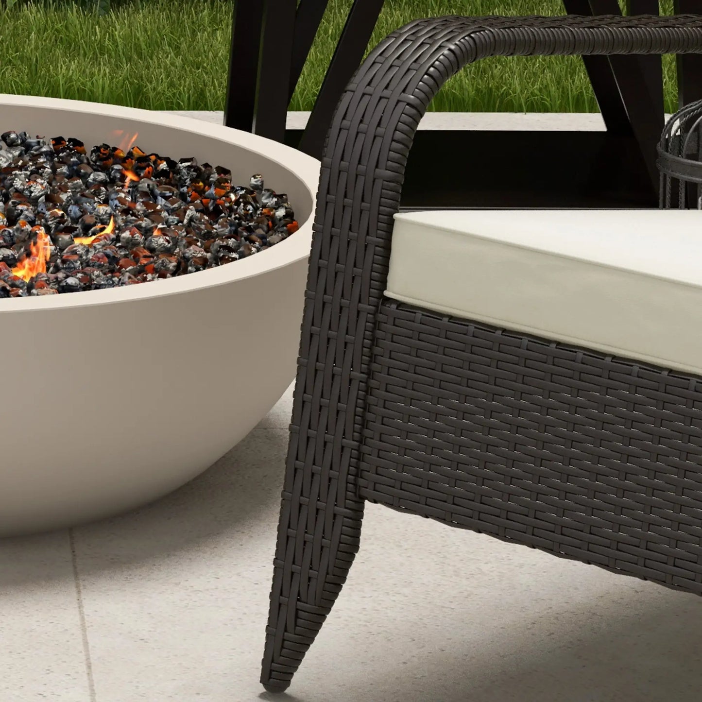 Wicker Adirondack Chair, Outdoor Rattan Chair with Cushions, Khaki Patio Chairs at Gallery Canada