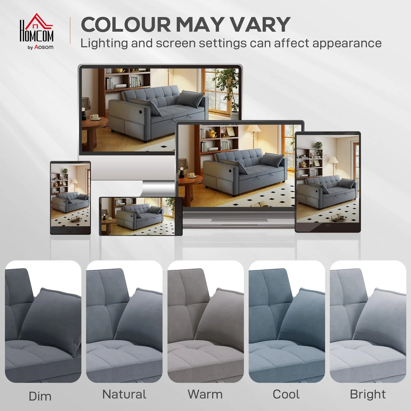 3-In-1 Convertible Sofa Bed, Pull Out Sleeper, Adjustable Backrest, Dark Grey 2-Seater Sofas at Gallery Canada