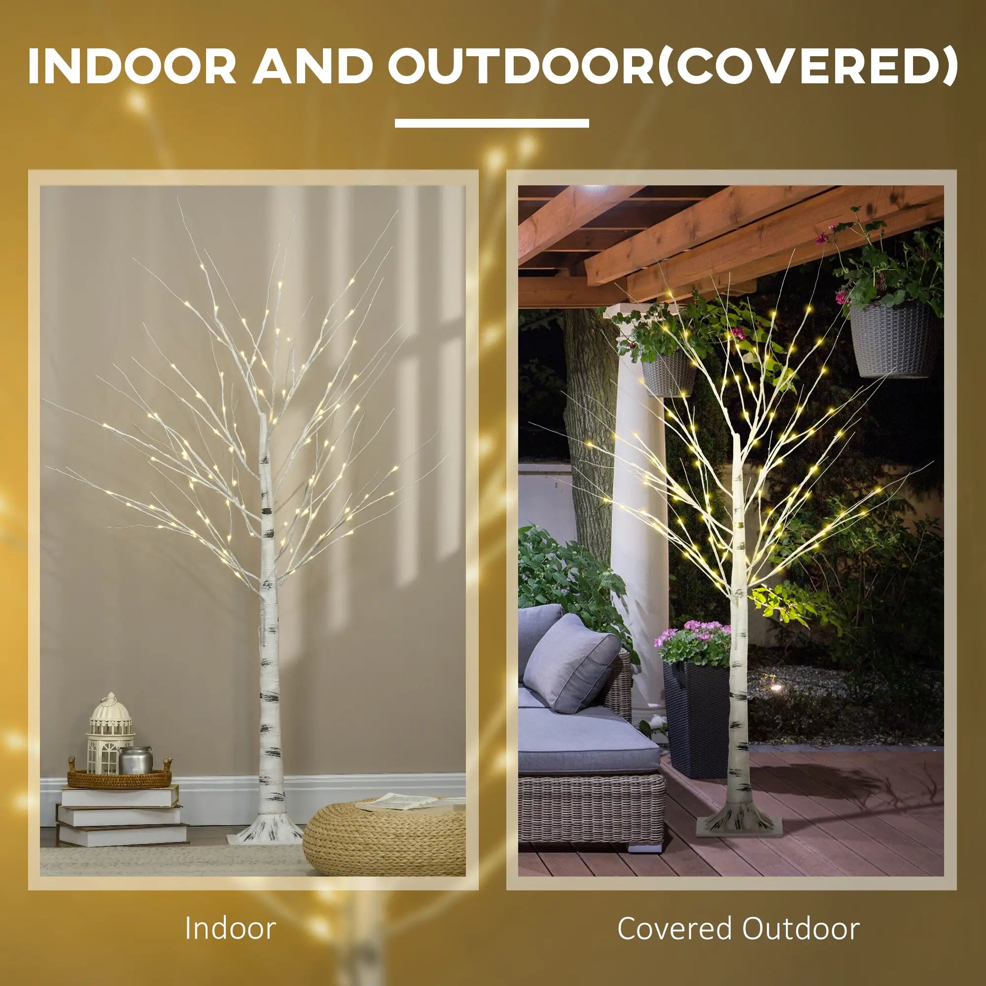 5 Ft Pre-Lit LED Artificial Birch Tree, Indoor Outdoor Use Artificial Tree at Gallery Canada