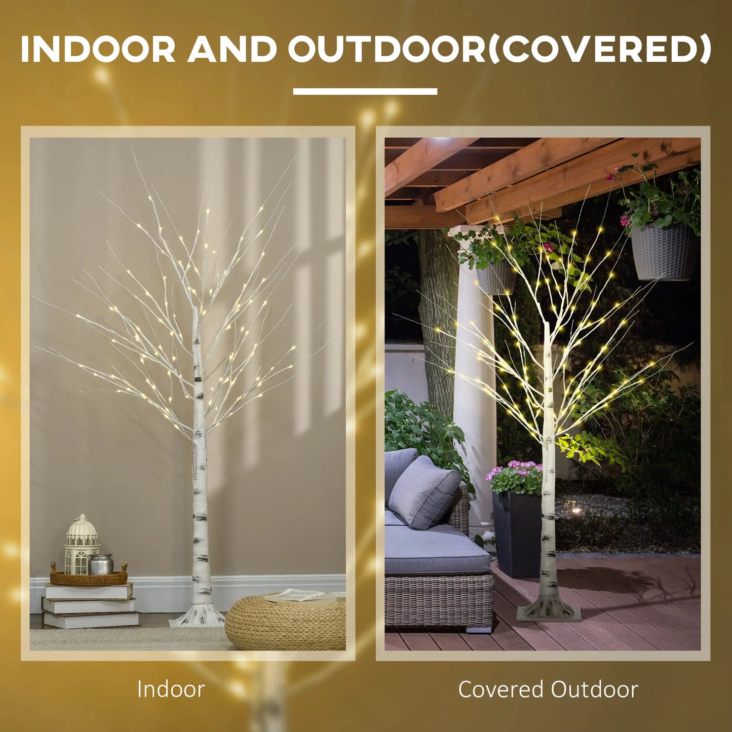 5 Ft Pre-Lit LED Artificial Birch Tree, Indoor Outdoor Use Artificial Tree at Gallery Canada