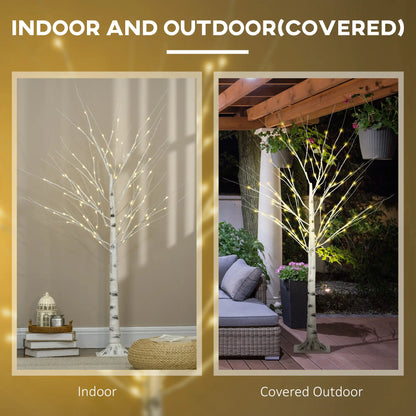 5 Ft Pre-Lit LED Artificial Birch Tree, Indoor Outdoor Use Artificial Tree at Gallery Canada