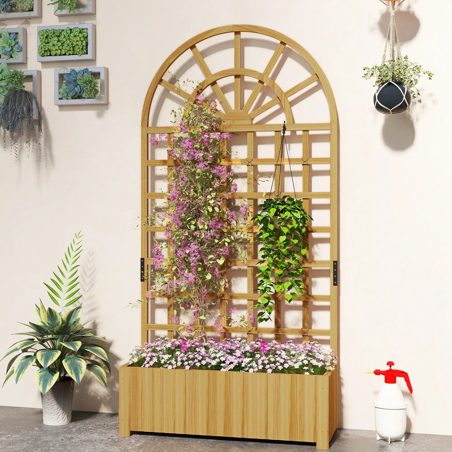 Wooden Raised Garden Bed with Trellis, Elevated Planter Box Wooden Planter Boxes at Gallery Canada