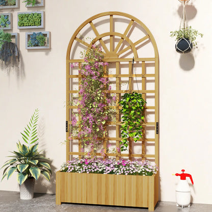 Wooden Raised Garden Bed with Trellis, Elevated Planter Box Wooden Planter Boxes at Gallery Canada