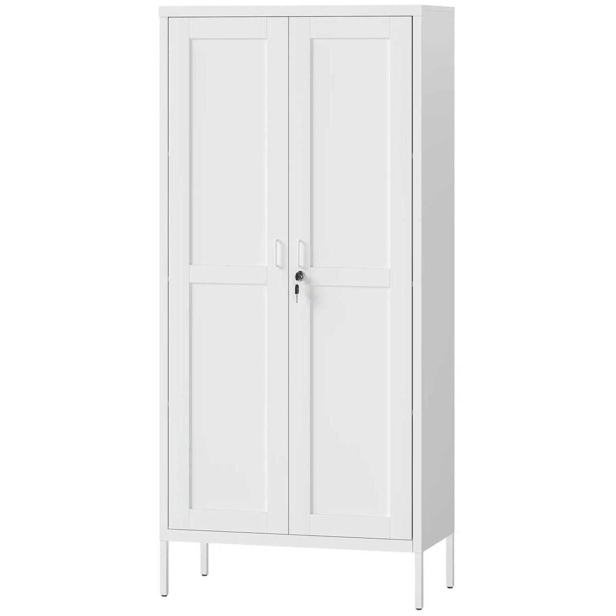 Office Storage Cabinet, Lockable, 3 Adjustable Shelves, 2 Doors, White Office Cabinets & Cupboards White at Gallery Canada