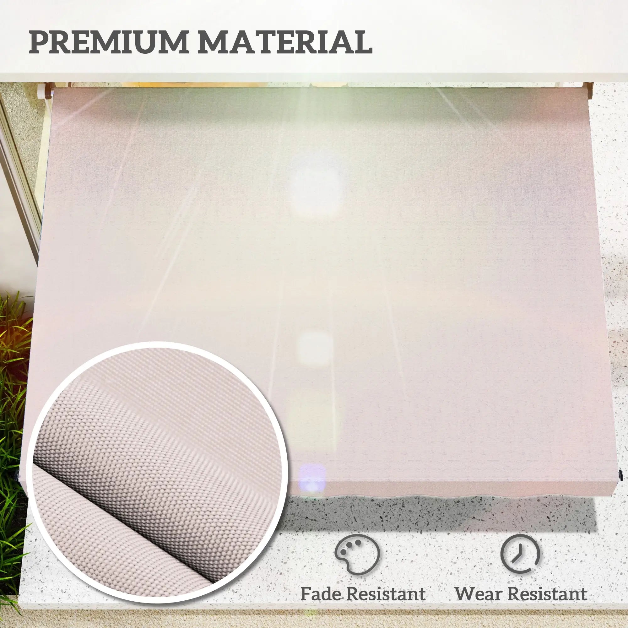 6.6'x5' Manual Retractable Patio Awning, UV Protector, Beige Door Awnings at Gallery Canada