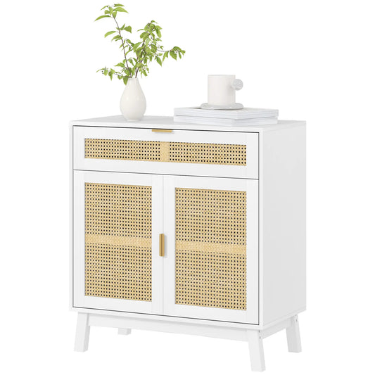 Boho Sideboard Cabinet, Rattan Doors, White Storage Cabinets White at Gallery Canada