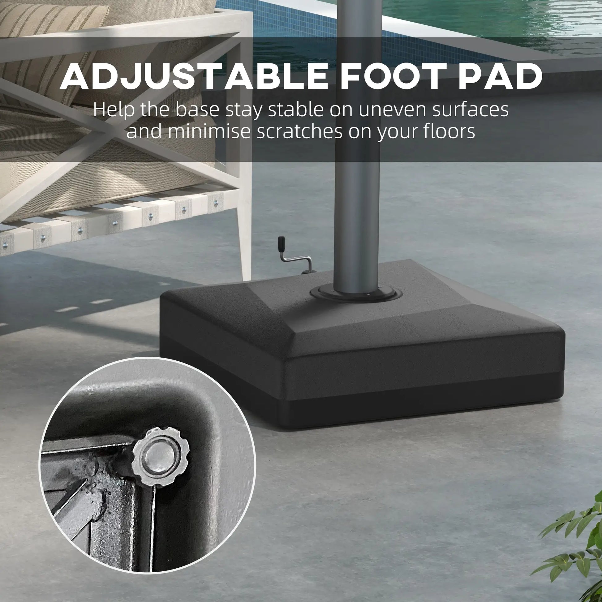 Heavy Duty Cantilever Umbrella Base, Liftable Wheel, Adjustable Foot Pads Umbrella Bases at Gallery Canada