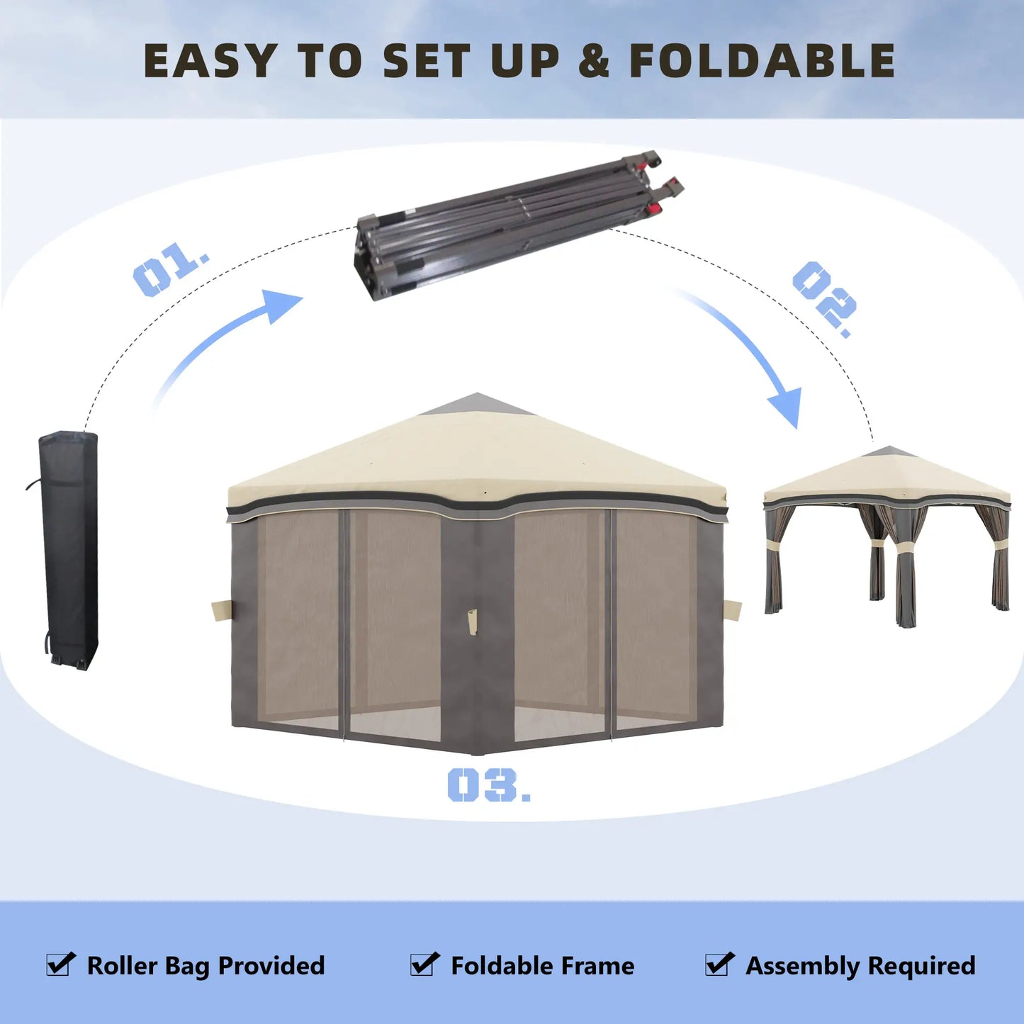 10' X 10' Pop Up Canopy With Netting, Foldable Tents, Height Adjustable Pop Up Canopies at Gallery Canada