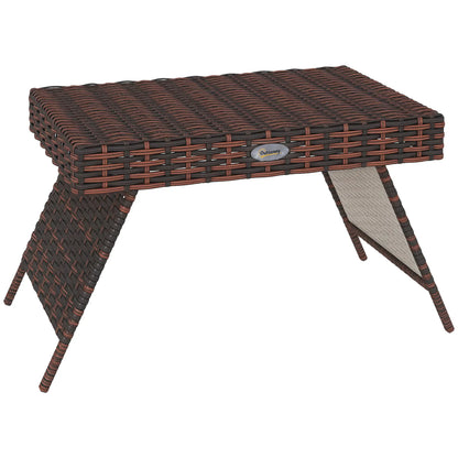 Outdoor Rattan End Table, Metal Frame Patio Wicker Coffee Table, Brown Patio Side Tables at Gallery Canada
