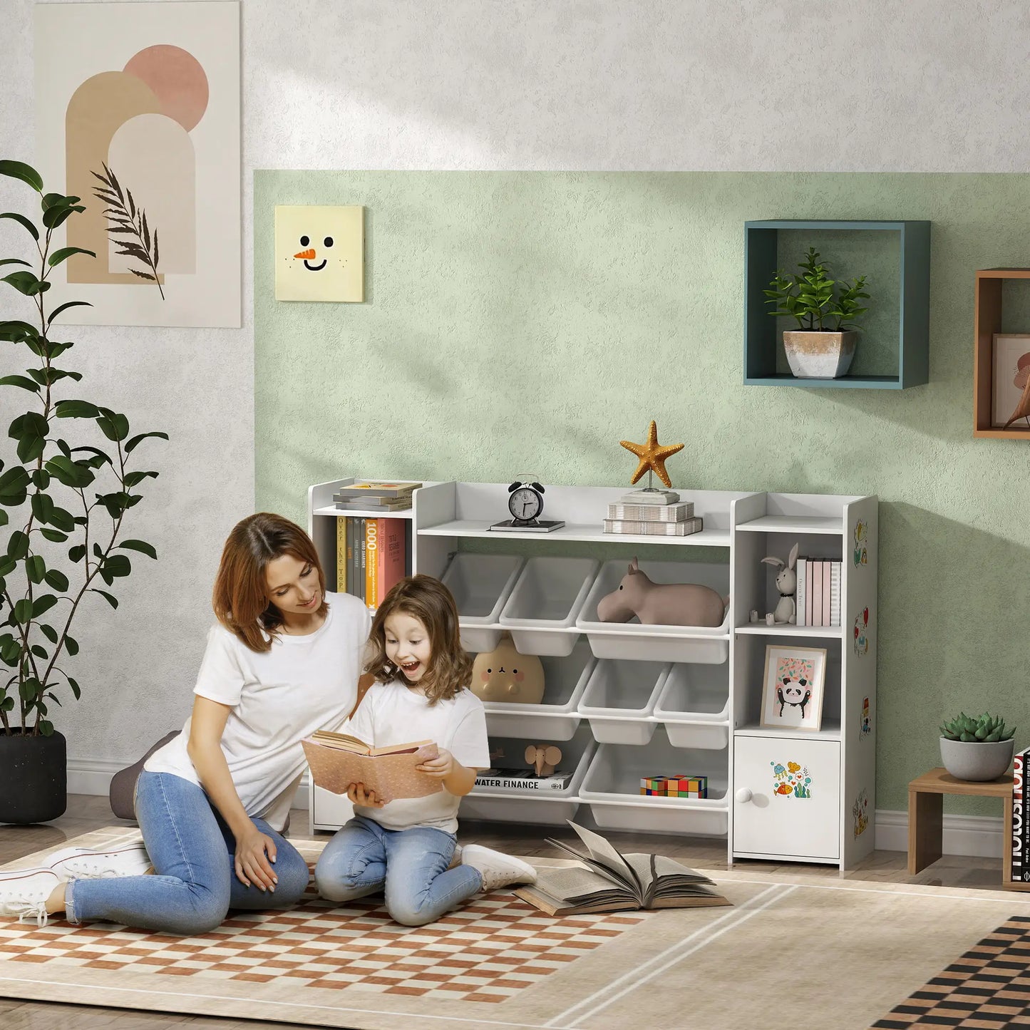 Kids Toy Organizer With 8 Removable Bins, Bookshelf, White Bookshelves & Bookcases at Gallery Canada