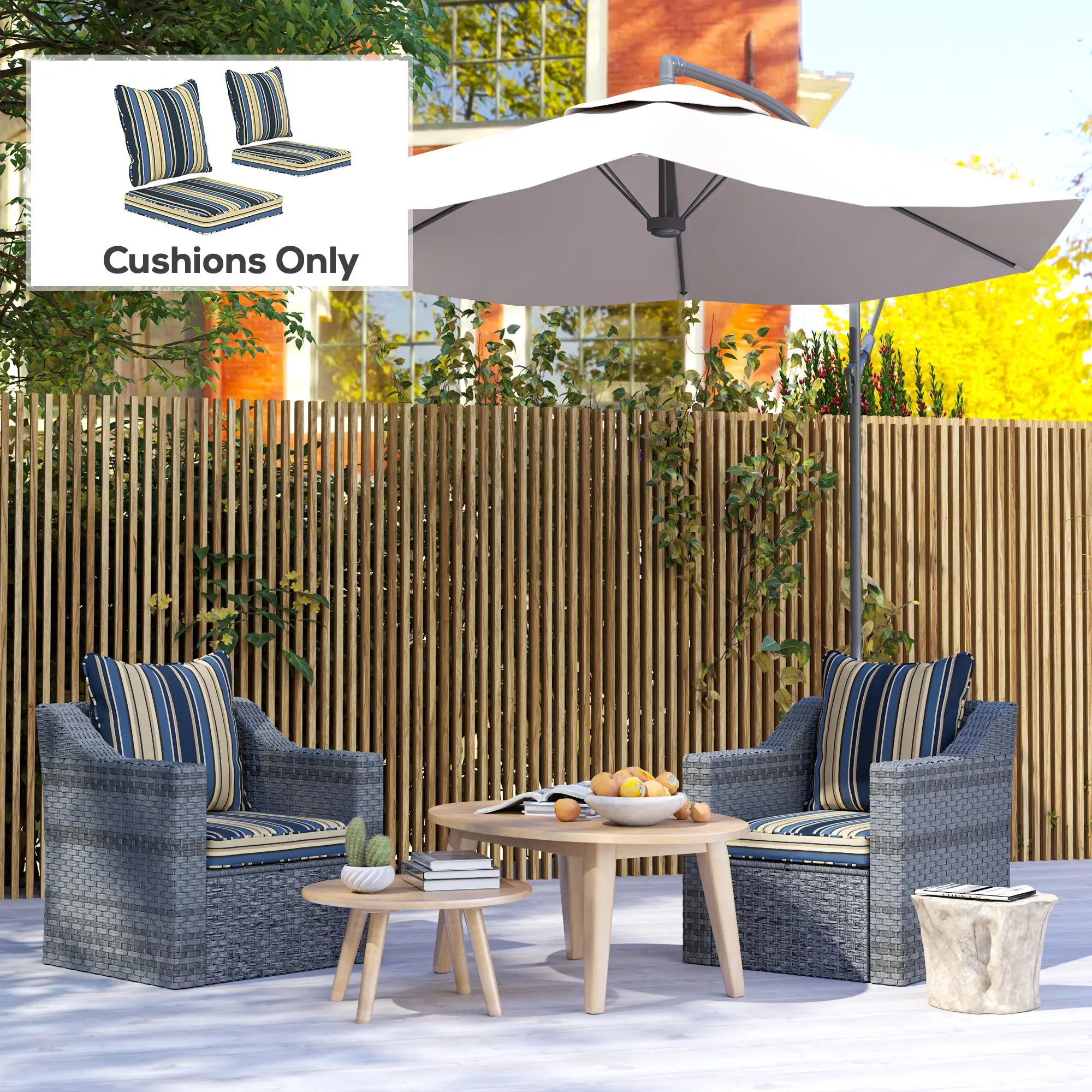 Seat Cushion Back Pillows Set of 2, Patio Chair Cushions, Indoor Outdoor, Blue Patio Chair Cushions at Gallery Canada
